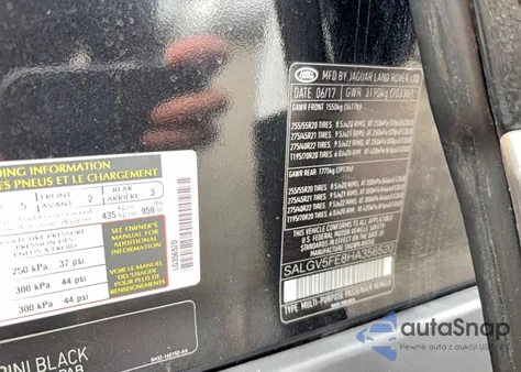 2017 Land Rover Range Rover Autobiography z USA, uszkodzony, nr VIN SALGV5FE8HA356520